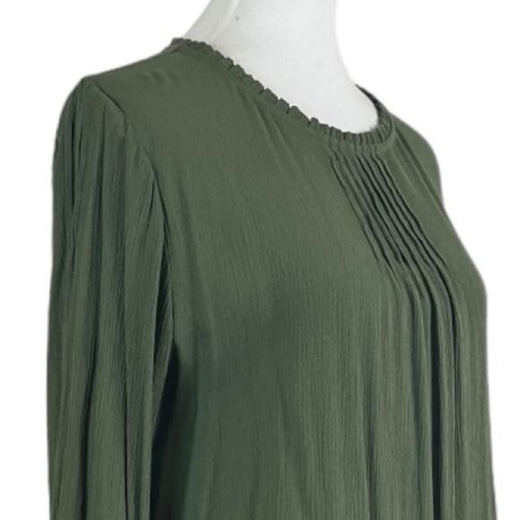 Time and Tru Blouse Boho Gauze Lace Pullover Olive Green Women’s Size Medium - Picture 6 of 13